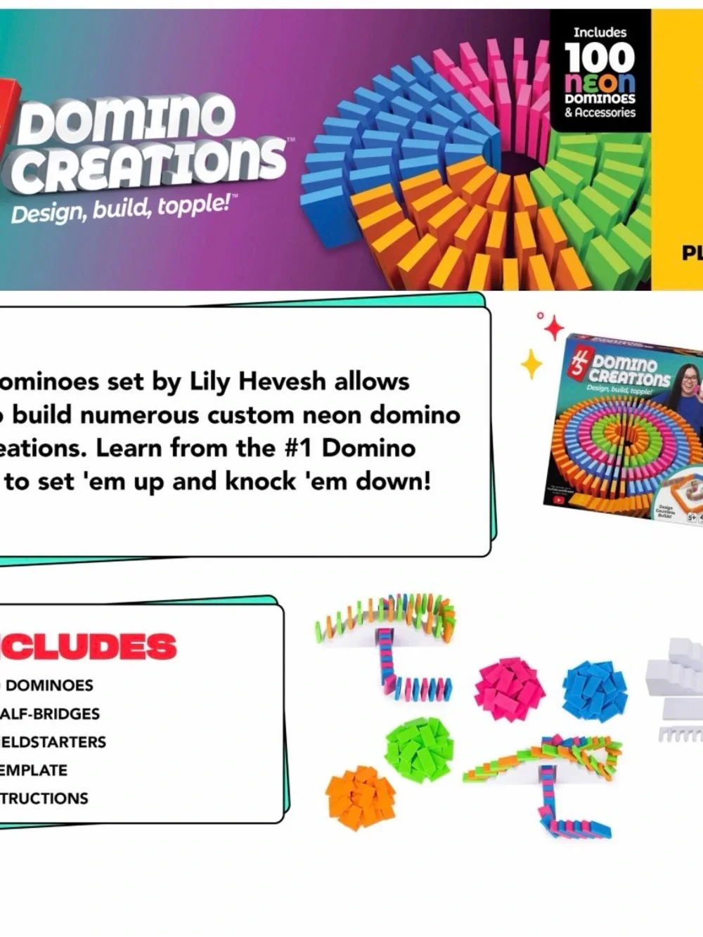 H5 Stacked Colorful Domino Set - Blue, Green, Orange, Pink - Gently used